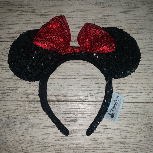 Disney Accessories - Disney Black and Red Sequin Minnie Ears Headband